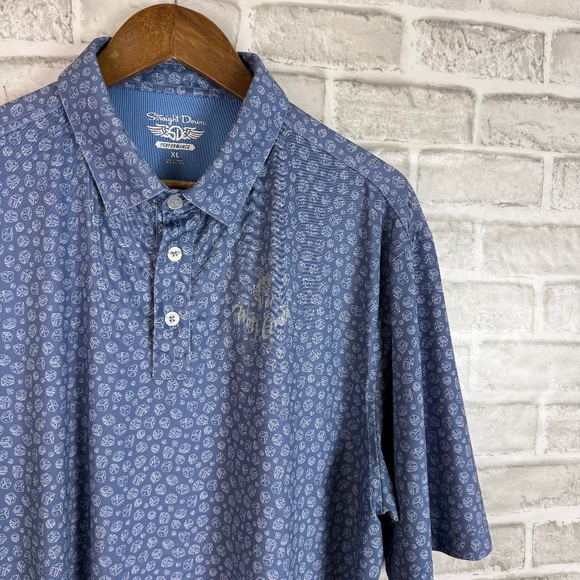 Straight Down Performance x Wolf Creek AOP Dice AOP Golf Polo Mens XL Stretch - Picture 1 of 8